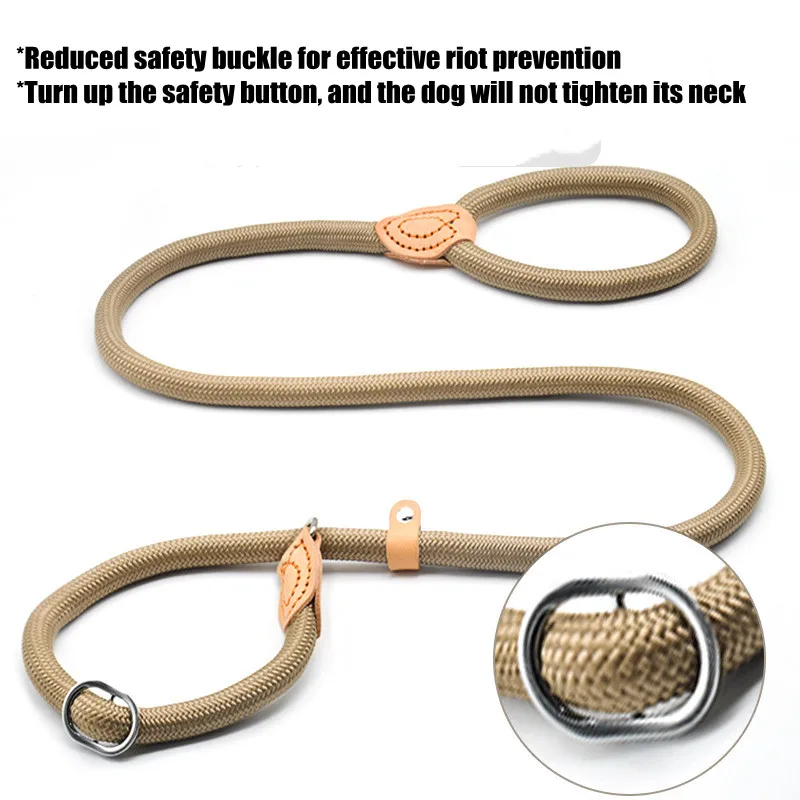 Dog Leash Slip Rope Lead Leash Heavy Duty Braided Rope Adjustable Training Leashes Nylon Pet Lead 8/14mm,For Large/small Dogs - Image 5