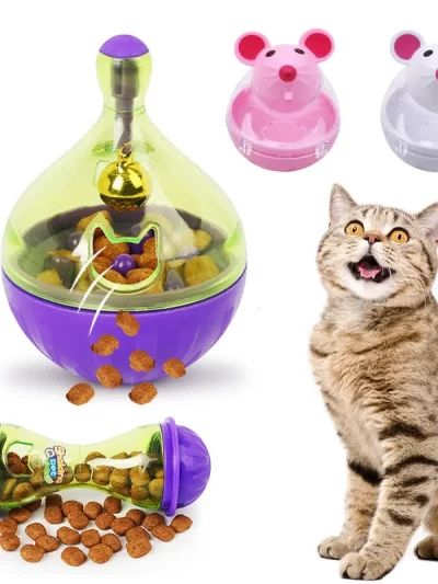 Cat Food Leakage Toys Interactive Food Funnel Plastic Cat Food Dispenser Mouse Ball Shape Tumbler Puzzle Training  Pet Supplies