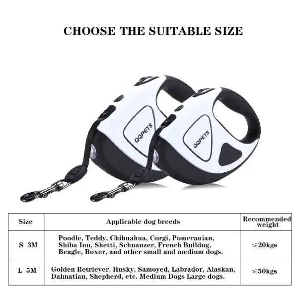 Pet Dog Retractable Leash With LED Shining 3m 5m Automatic Stretching Dog Hand Holding Fiber Rope Pet Supplies Leashes - Image 5