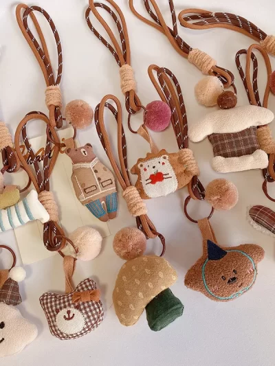 Cute Rabbit Fabric Keychain Handmaking Fabric Animal Doll Keyrings Kawaii Puppy Bag Pendant Keyrings Wholesale Keys Accessories