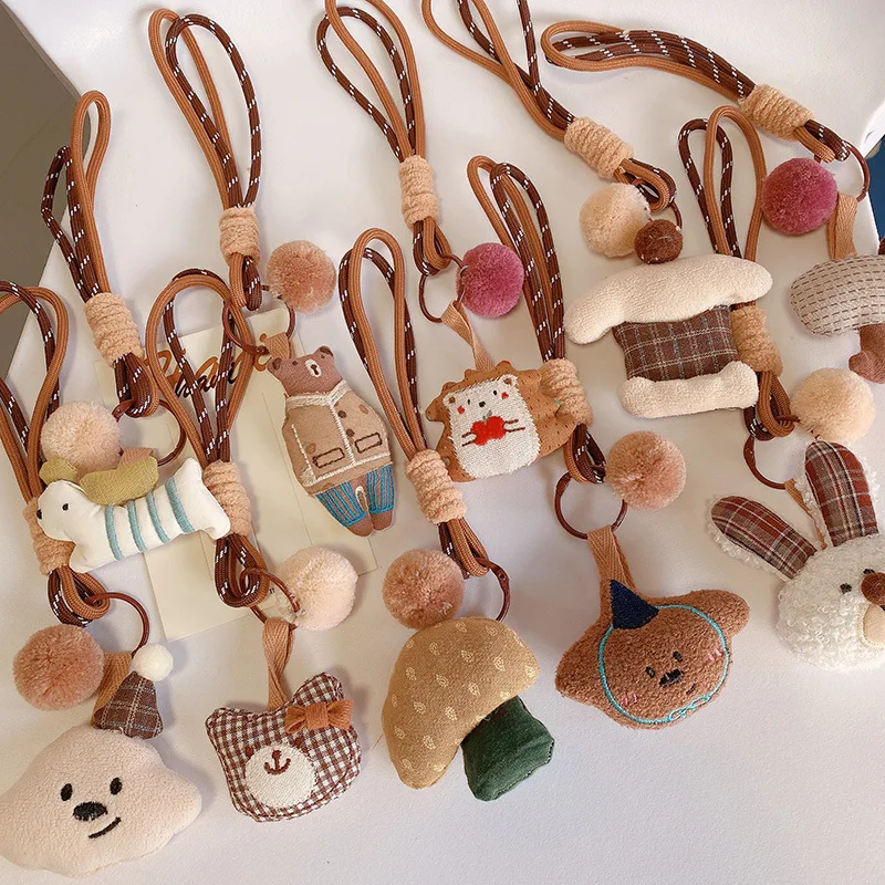 Cute Rabbit Fabric Keychain Handmaking Fabric Animal Doll Keyrings Kawaii Puppy Bag Pendant Keyrings Wholesale Keys Accessories