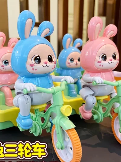 Electric Cartoon Rabbit Tricycle Cute Bunny Funky Riding with Lights Music Montessori Interactive Toys for Kids Birthday Gifts