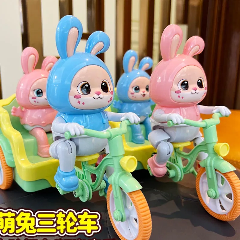 Electric Cartoon Rabbit Tricycle Cute Bunny Funky Riding with Lights Music Montessori Interactive Toys for Kids Birthday Gifts