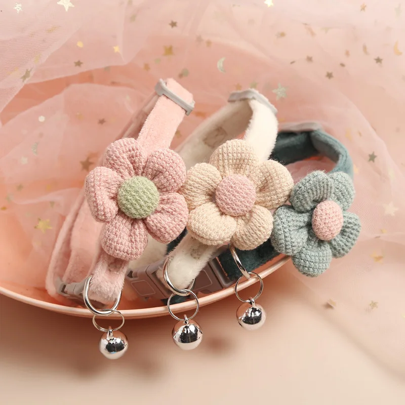 1Pc Cat Collar with Cute Flower Adjustable Buckle Cat Collar Bell Collar Cat Small Pet Supplies Kitten Collar Small Dog Acce - Image 5