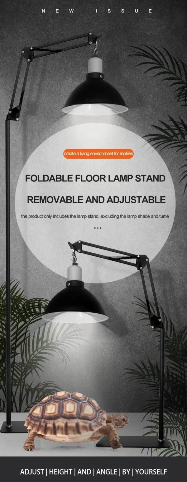 Reptile Accessories Three Gears Adjustable Landing Light Holder Basking Back Long Arm Reptile lamp Stand for Lizards Turtles - Image 8