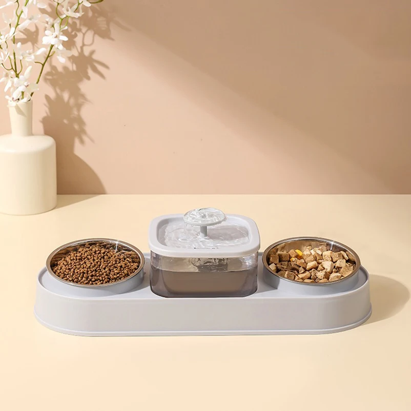 Cat Food Bowl Pet Automatic Feeder Water Dispenser Dog Cat Food Container Drinking Dish Anti Slip Double Bowl - Image 7