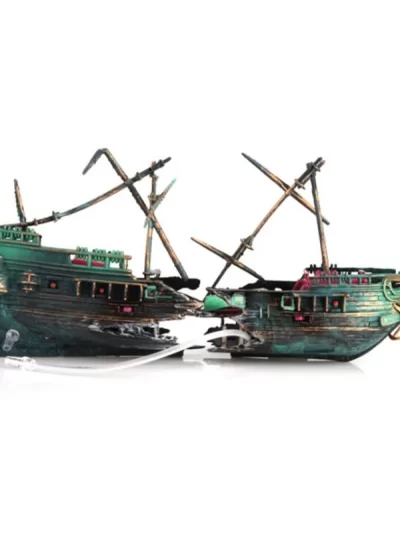 Bubbling Aquarium Decoration Sunken Ship Ornament Decor for Fish Tanks