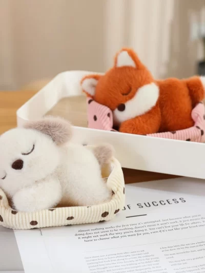 Sleeping Animals in Pet Pad Doll Toy Mini Kitten in Pet Pad Kawaii Toys For Office Desk Car Hand Toy Gift for Kids Boys Girls