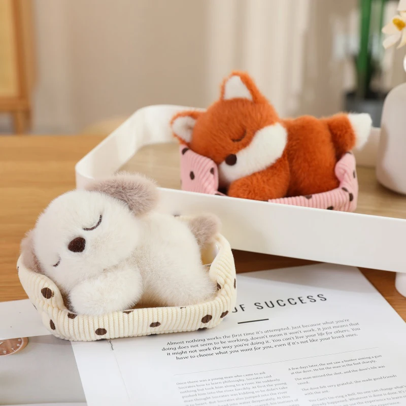 Sleeping Animals in Pet Pad Doll Toy Mini Kitten in Pet Pad Kawaii Toys For Office Desk Car Hand Toy Gift for Kids Boys Girls