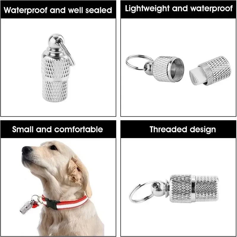 Dog Cat Name Tags Pet Collar ID Tag Keychain Anti-lost Nameplate Pendant Waterproof Capsule/Keyring Necklace Puppy Accessories - Image 3