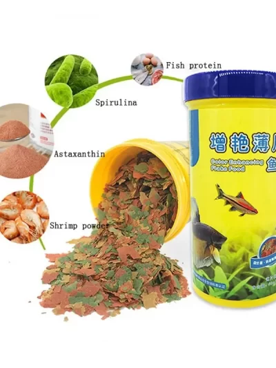 Fish Food Coloring and Brightening Feed High-nutrient Tropical Fish Growth Healthy Fish Food Flakes