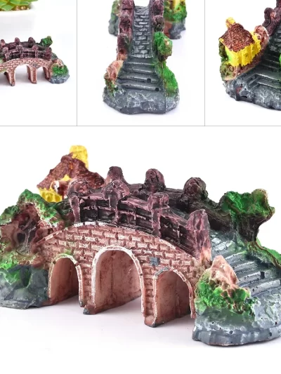 Aquarium Artificial Bridge Ornaments Resin Fish Tank  Artificial Landscaping Rockery Bridge Decorations Aquarium Decor Supplies