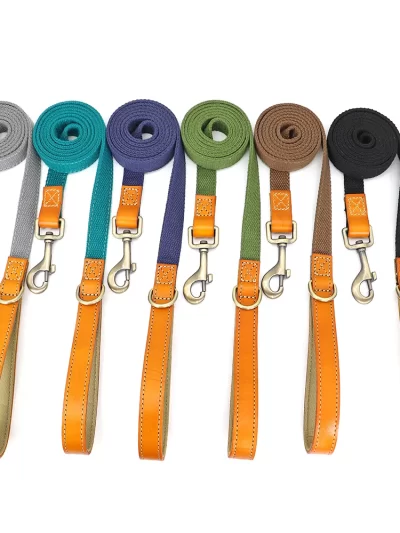 150cm Dog Walking Leash Durable Nylon Pet Dogs Lead Rope With PU Leather Handle For Small Medium Large Dogs French Bulldog