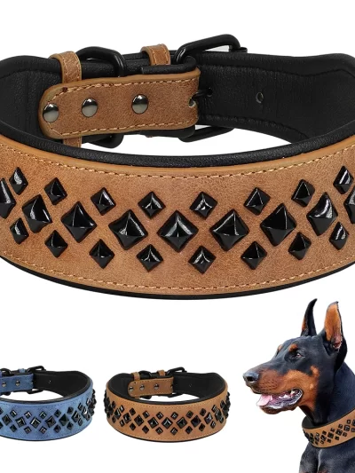 Dog Collar For Large Dogs Cool Spikes Studded Leather Pet Collars For German Shepherd Mastiff Rottweiler Bulldog Accessories