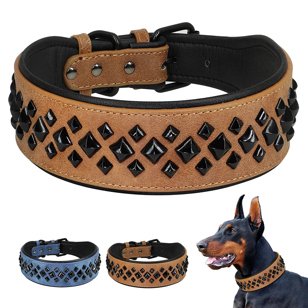 Dog Collar For Large Dogs Cool Spikes Studded Leather Pet Collars For German Shepherd Mastiff Rottweiler Bulldog Accessories
