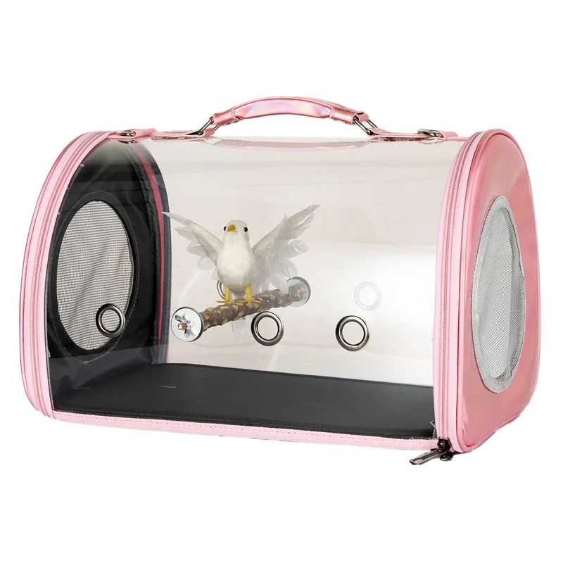 Portable Clear Bird Parrot Transport Cage Breathable Bird Carrier Travel Bag Small Pet Rabbit Guinea Pig Chinchilla Outdoor Bag - Image 5