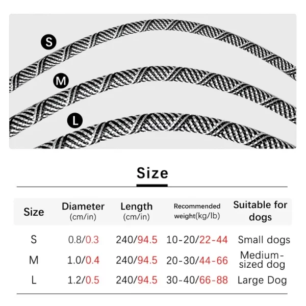 S/M/L Reflective Nylon Leashes Pet Dogs Chain Traction Rope Leads for Running Free Hands Rope Chain for Small Large Dogs Walking - Image 11