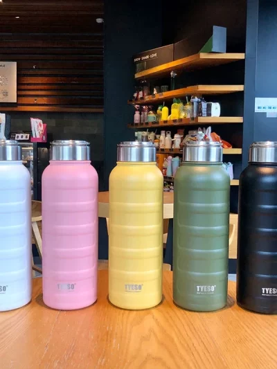 TYESO 1L Stainless Steel Insulated Cup Thermos Mug Portable Sport Vacuum Flask Large Capacity Thermal Water Bottle Tumbler