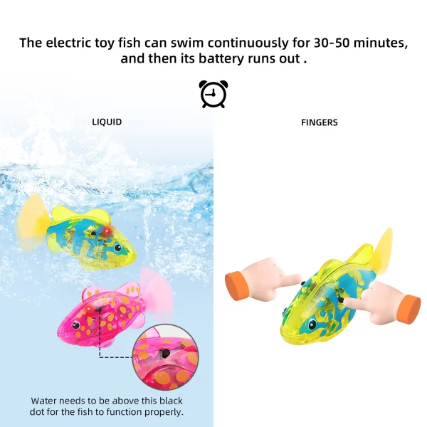 Interactive Robot Fish Toys for Cat/Dog,Activated Swimming in Water with LED Light,Swimming Bath Plastic Fish Toy Gift - Image 6