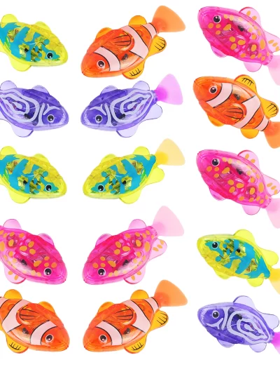 Interactive Robot Fish Toys for Cat/Dog,Activated Swimming in Water with LED Light,Swimming Bath Plastic Fish Toy Gift