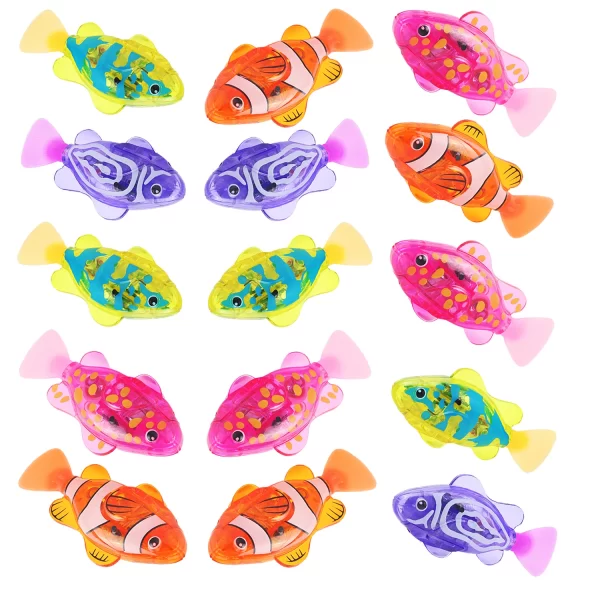 Interactive Robot Fish Toys for Cat/Dog,Activated Swimming in Water with LED Light,Swimming Bath Plastic Fish Toy Gift
