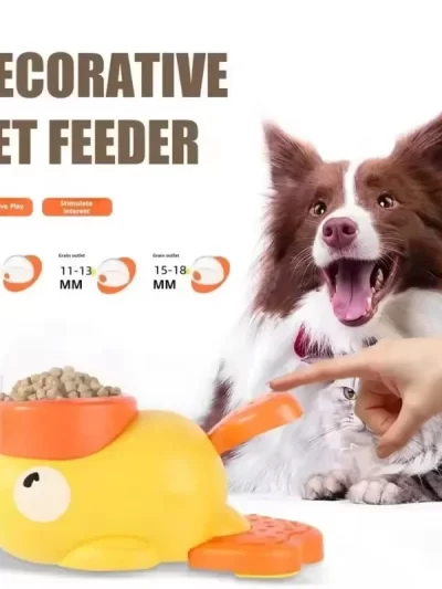 Cartoon Duck Pet Automatic Feeder Exercise Dog Intelligence Interactive Dog Food Dispenser Cat Dog Leakage of Toy Food Utensils