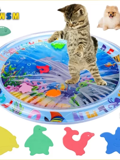 Pet Water Sensory Play Mat for Cats and Dogs Thickened Cooling Pad Interactive Self Play Toy for Pets Summer Indoor Activity