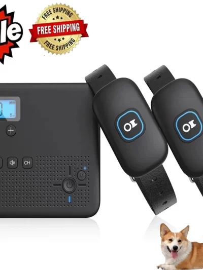 2 IN 1 Wireless Electronic Dog Fence System & Remote Training Collar Beep Shock Vibration and Pet Containment For All Puppy Size