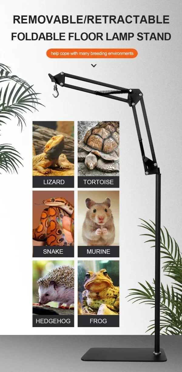 Reptile Accessories Three Gears Adjustable Landing Light Holder Basking Back Long Arm Reptile lamp Stand for Lizards Turtles - Image 10