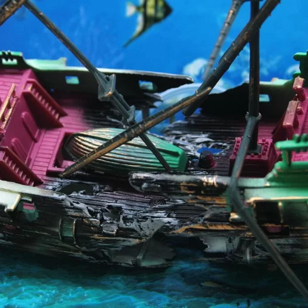 Bubbling Aquarium Decoration Sunken Ship Ornament Decor for Fish Tanks - Image 9