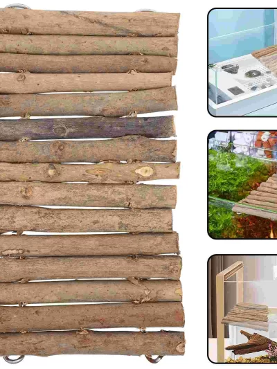 Diy Wood Stick Reptile Hideout Wooden Hiding Cave Turtle Basking Platform Pet Crawling Terrarium nament Reptile