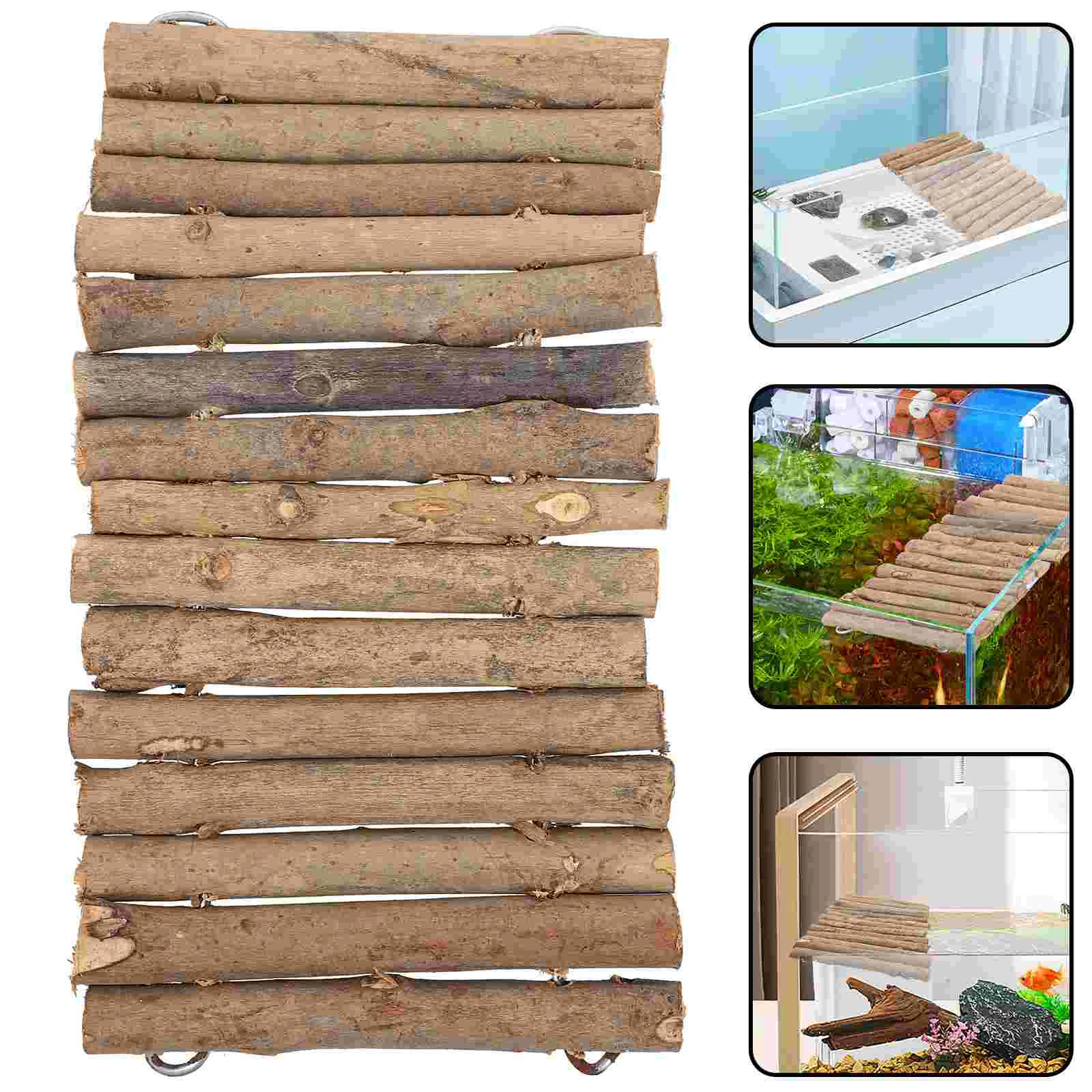 Diy Wood Stick Reptile Hideout Wooden Hiding Cave Turtle Basking Platform Pet Crawling Terrarium nament Reptile