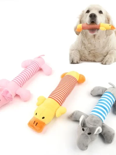 Cute Pet Dog Cat Plush Squeak Sound Dog Toys Funny Fleece Durability Chew Molar Toy Fit for All Pets Elephant Duck Pig