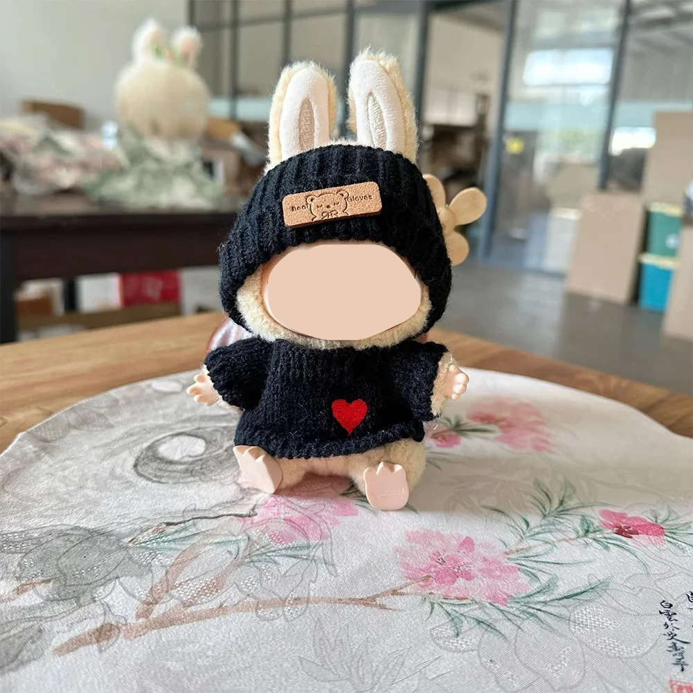 Cute Bunny Doll Accessories with Knitted Clothes Rabbit Ears Hat Heart Sweater for Toy Collectors Clothes - Image 7