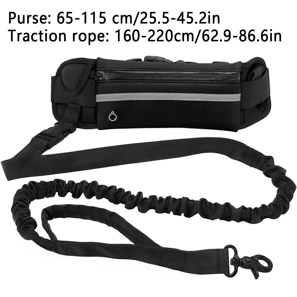 Dog Running Waist Leash Nylon Pet Leash with Waist Bag Retractable Elastic Belt Dog Traction Rope Reflective Belt Buckle - Image 2