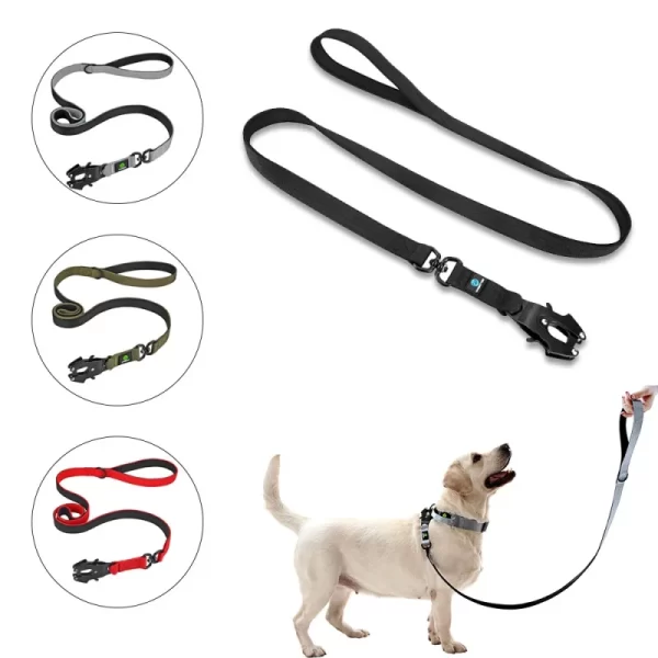 5Ft Nylon Large Dog Leash Tactical Frog Clip Metal Padded Control Handle Durable Military German Shepard Rope Training Supplie - Image 2