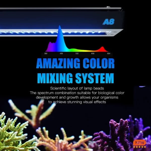 A8se II Max & Blue 240W WiFi-Enabled APP-Controlled LED Light for Saltwater Aquariums Ideal for SPS & LPS Corals - Image 5
