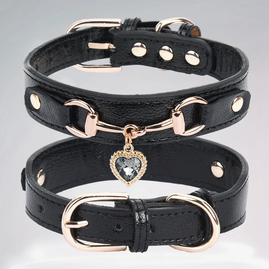 CP567--beautiful PU pet cat&dog collar decorated with sparkling love,adjustable and durable. - Image 9