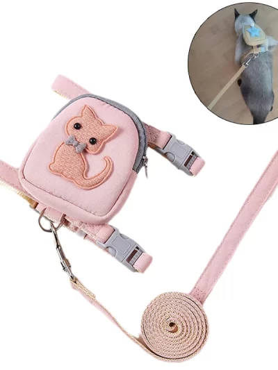 Fashion Cat Dog Harness and Leash Set for Cats Small Dogs Cartoon Print Pet Harnesses with Backpack Kitten Ropes Accessories