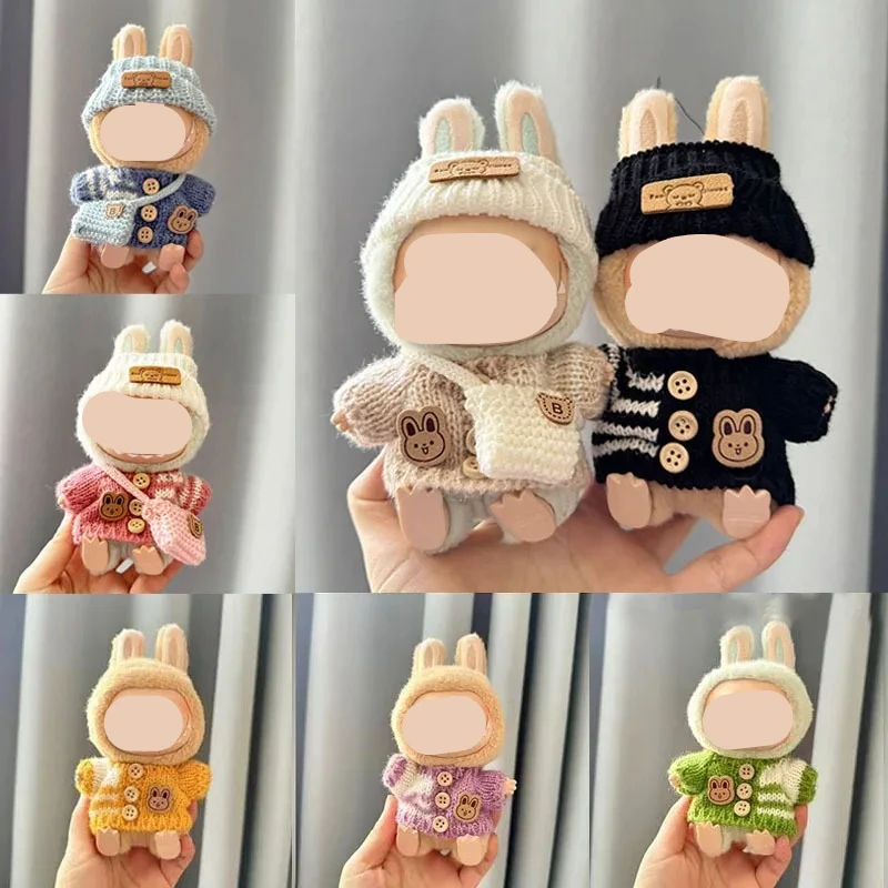 Cute Bunny Doll Accessories with Knitted Clothes Rabbit Ears Hat Heart Sweater for Toy Collectors Clothes - Image 3