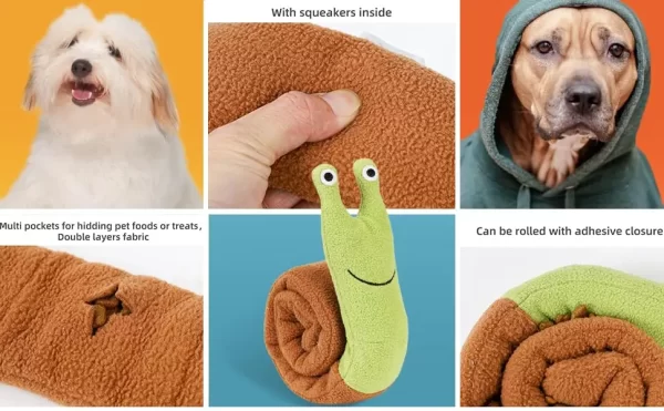 Dog Squeak Toys Pet Sniffing Plush Snails Toys Tibetan Food Molar Puzzle Dog Toys Interactive Dog Puzzle Toy Feeder Pet Supply - Image 21