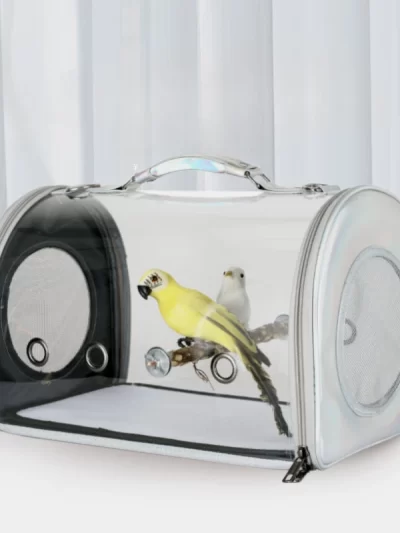 Portable Clear Bird Parrot Transport Cage Breathable Bird Carrier Travel Bag Small Pet Rabbit Guinea Pig Chinchilla Outdoor Bag