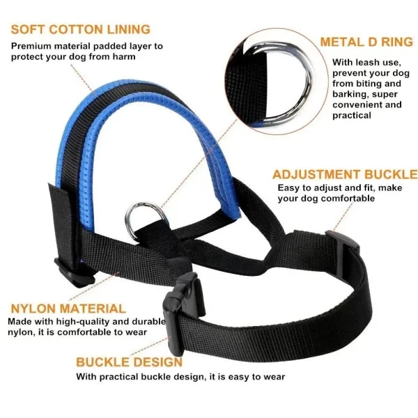 Dog Mouth Muzzle Anti Bark Dog Collar Breathable Dog Training Tool Nylon Muzzle Set With Stripes Summer Pet Leashes - Image 4