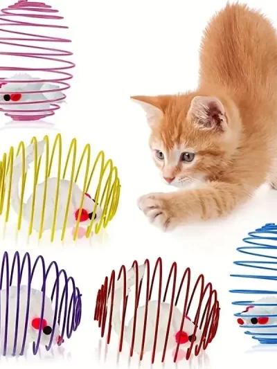 Cat Toy Balls Funny Stretchable Kitten Springs Toys Interactive Caged Rats Rolling Cat Balls Random Color Cat Accessories Pet