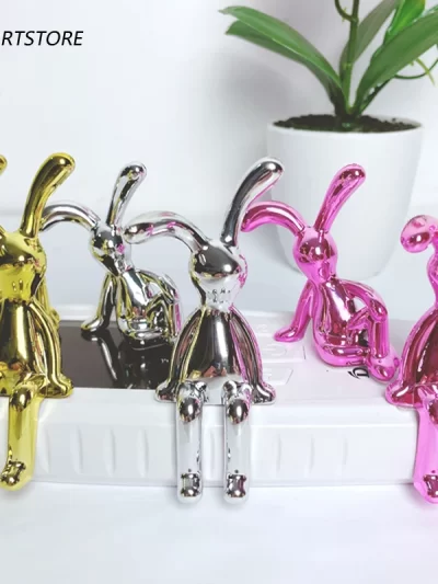 Long Eared Rabbit Double Statue Cartoon Decoration Accessories Easter Day Living Room Bedroom Car Decoration Desktop
