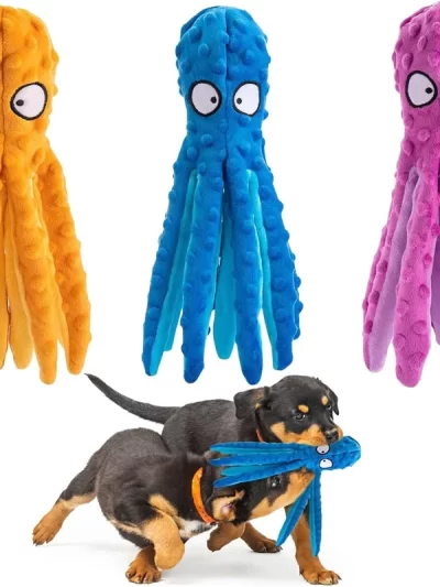 Squeaky Dog Toys Soft Plush Chew Crinkle Puppy Toys to Keep Them Busy Octopus Interactive Essentials for Teething Dogs JAF201