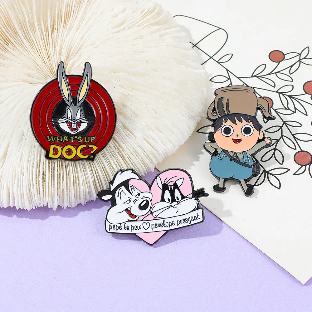 3 Pcs Anime Brooch Rabbit Animal Cartoon Individuality Enamel Pin Backpack Clothing Jewelry Metal Badge Accessories Gift - Image 7