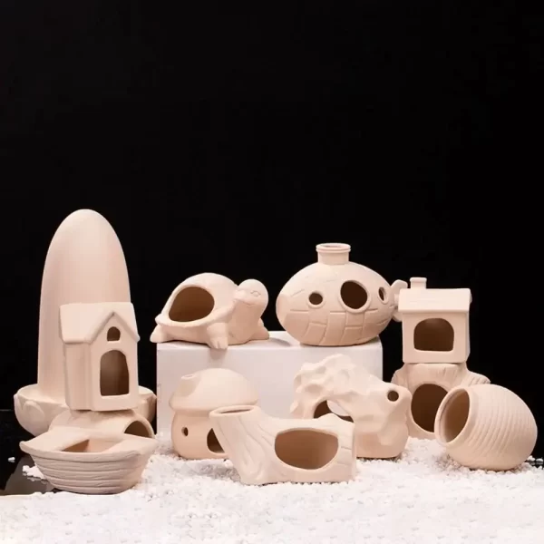 Ceramic Aquarium Decor - Fish Tank Landscape with Breeding Cave, Shrimp Farm Spawning Pot & Flower Pot for Aquatic Display - Image 3