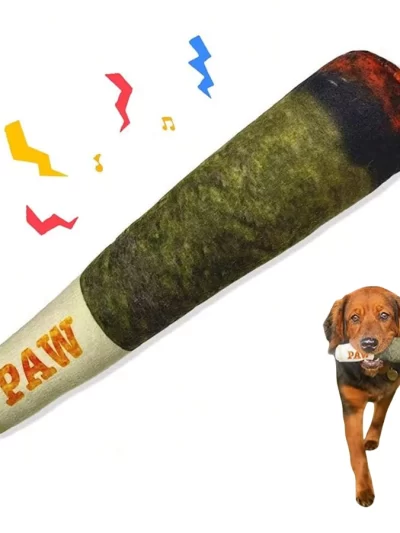 Funny Interactive Dog Toys - Cigar Design Plush Squeaky Pet Toys Grinding Teeth Creative Chew Toy For Small Medium Dog
