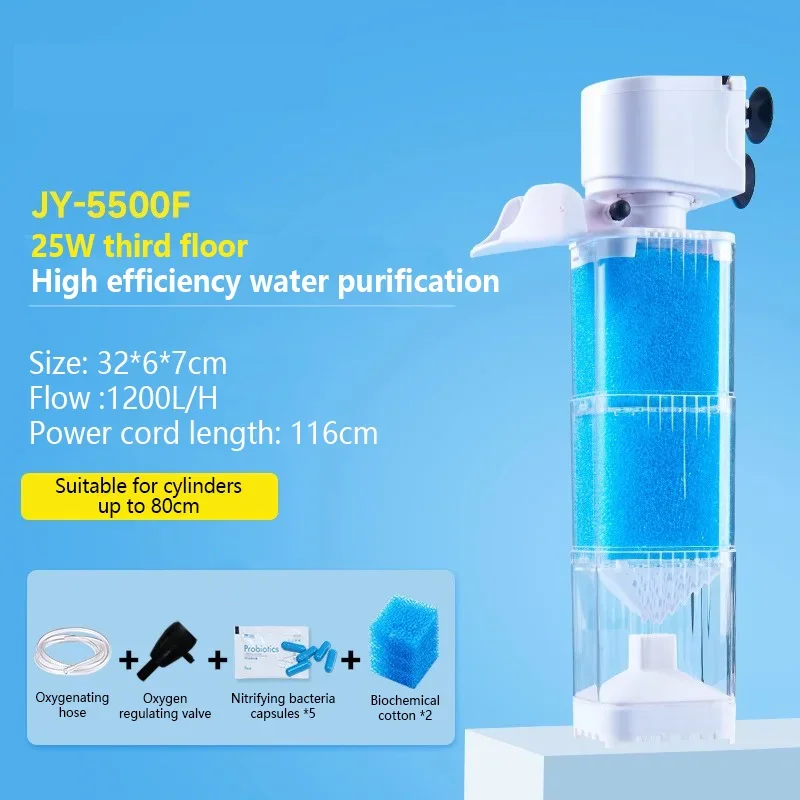 Fish Tank 3-In-1 Filter Aquarium Silent Filter Water Purification Circulation Pump Built-In Submersible Pumps Fish Tank Filter - Image 10